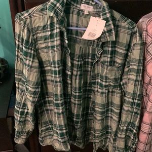 Green And Light Pink Flannel